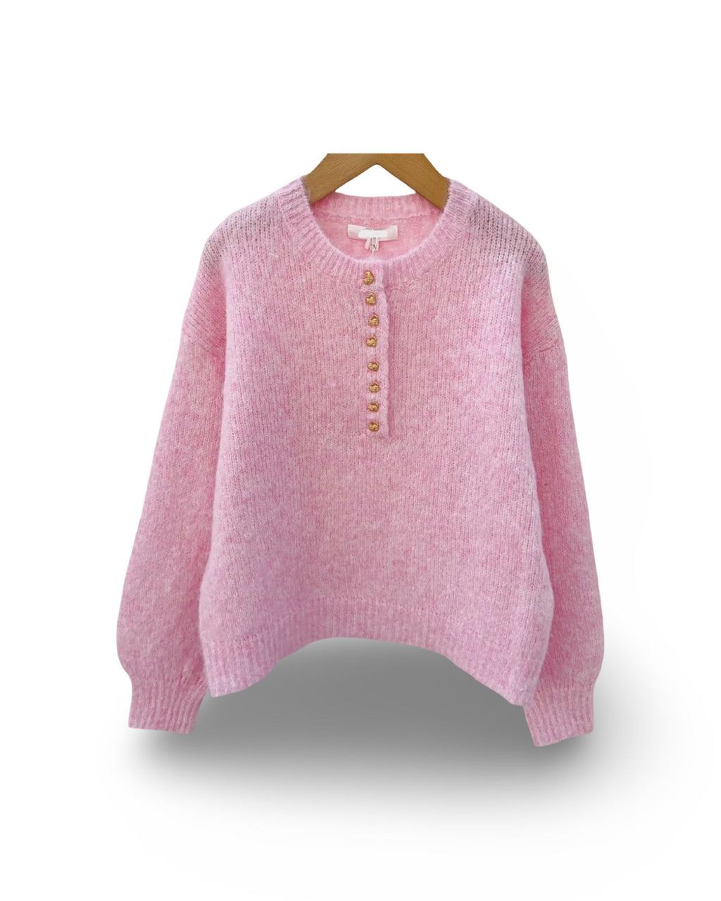 Amour Button Knit Trui Licht Roze