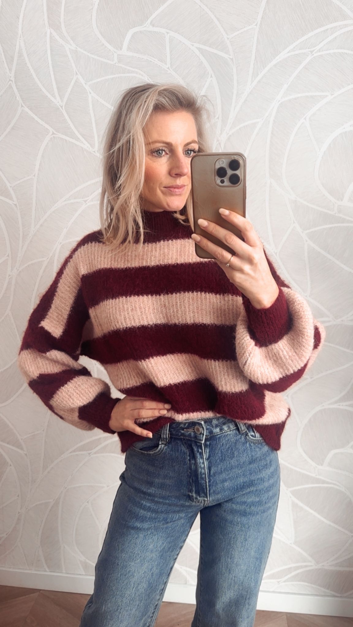 Knitted Trui Pink/Bordeaux