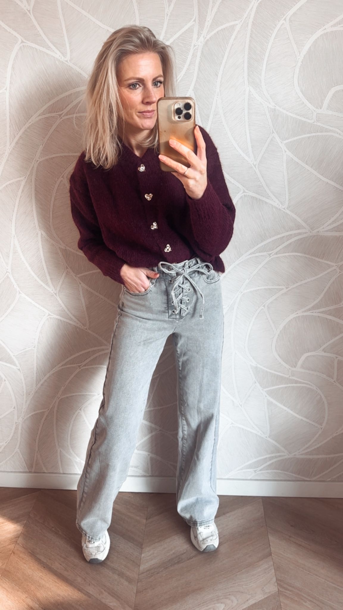 Gouden Hartjes Vest Burgundy