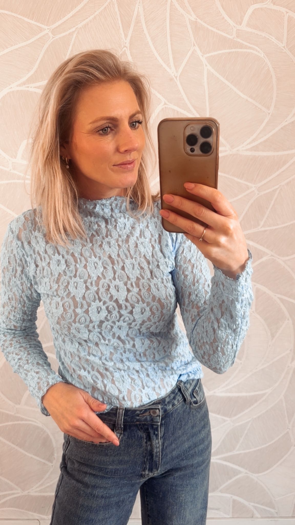 Kanten Longsleeve Blauw