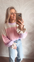 Elin Puff Knit Sweater Paars