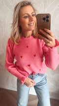 Pink Hearts Knit Sweater