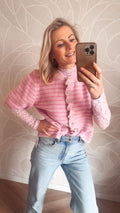 Luna Stripe Cardigan Light Pink