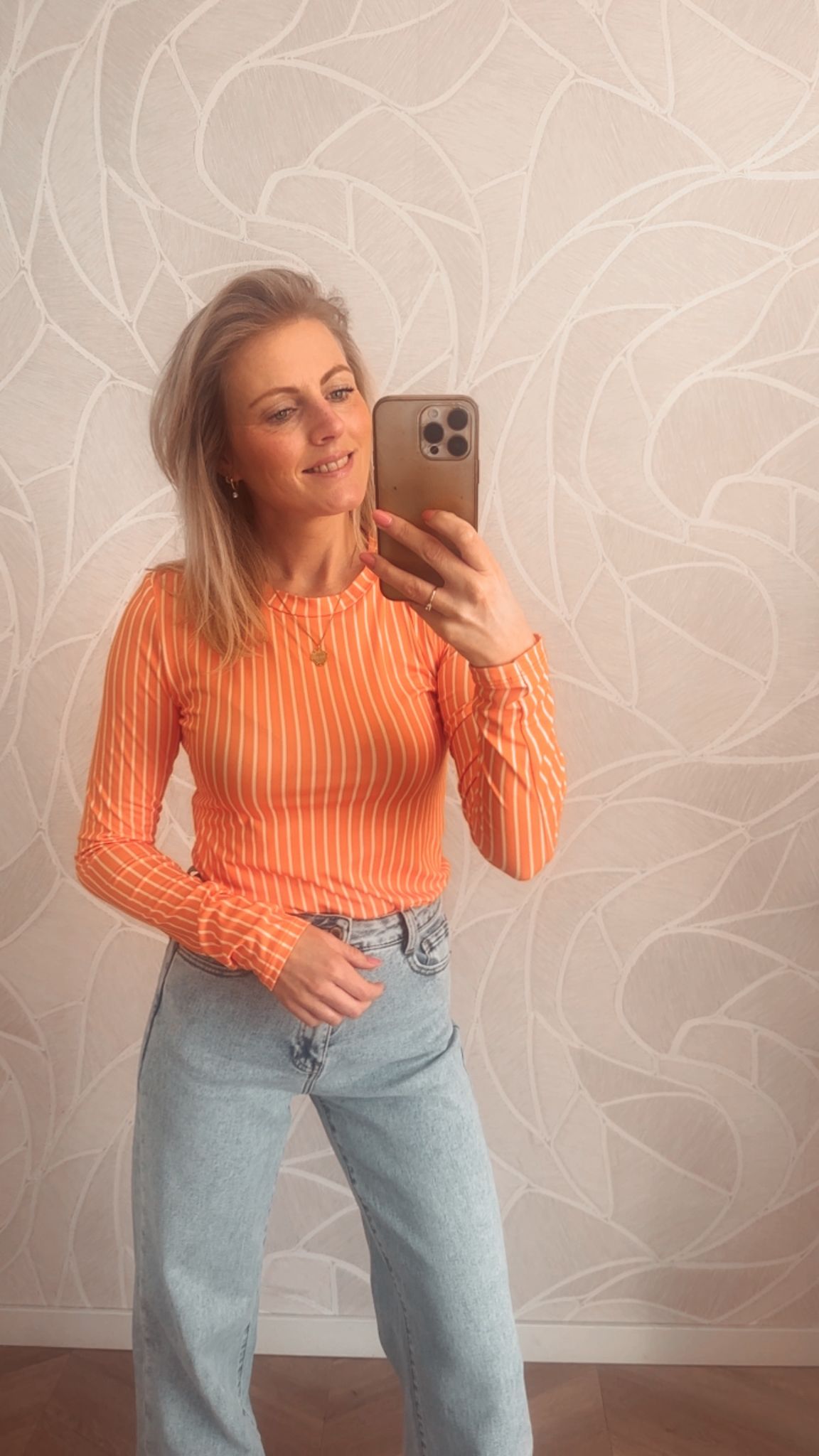 Yumi Stripe Essential Top - Orange
