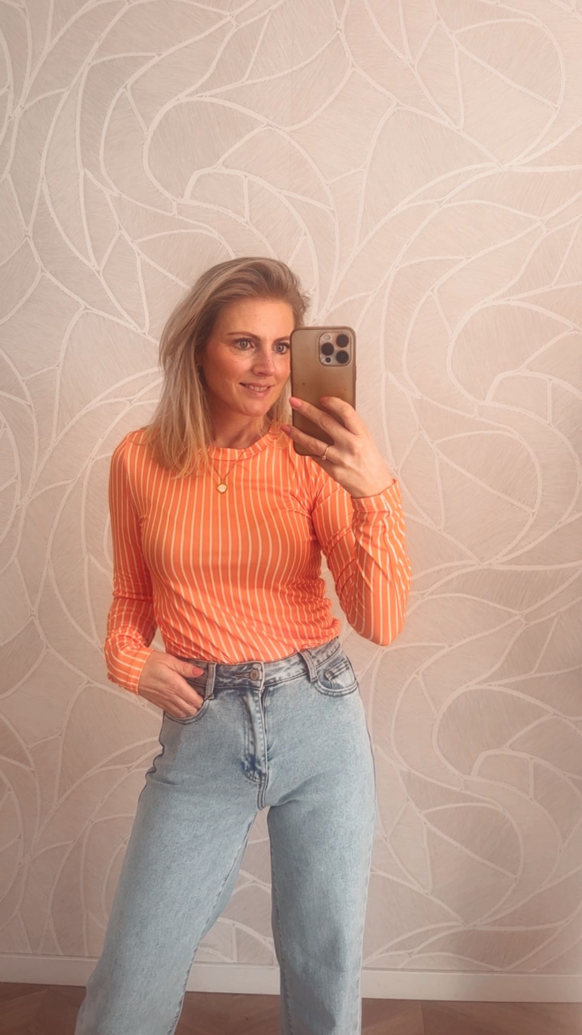 Yumi Stripe Essential Top - Orange