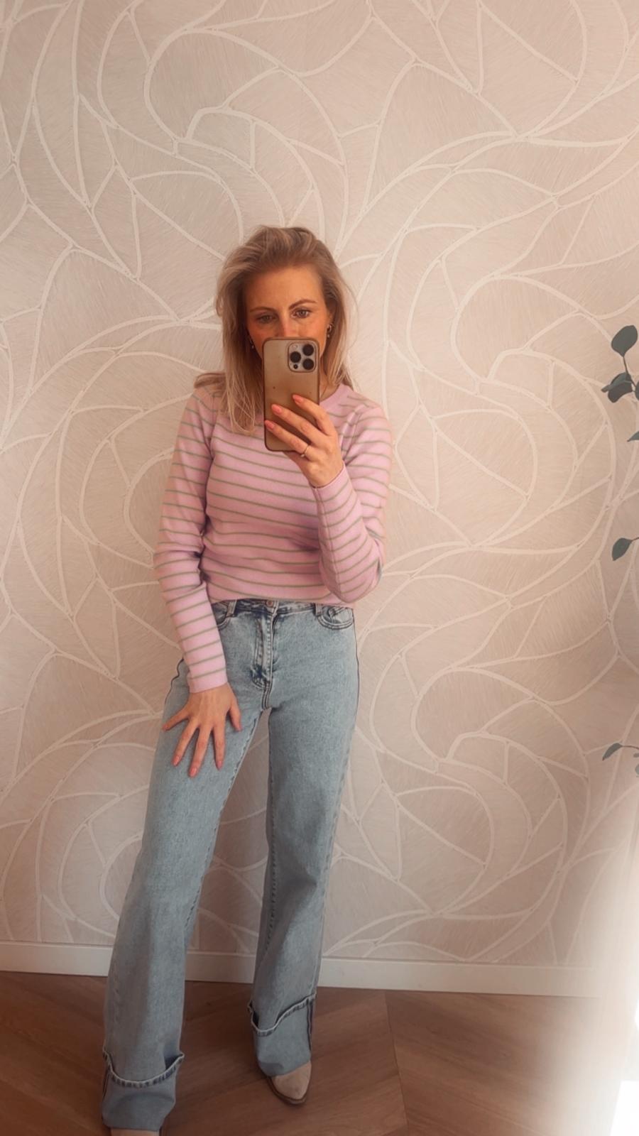 Yumi Candy Stripe Sweater - Lilac