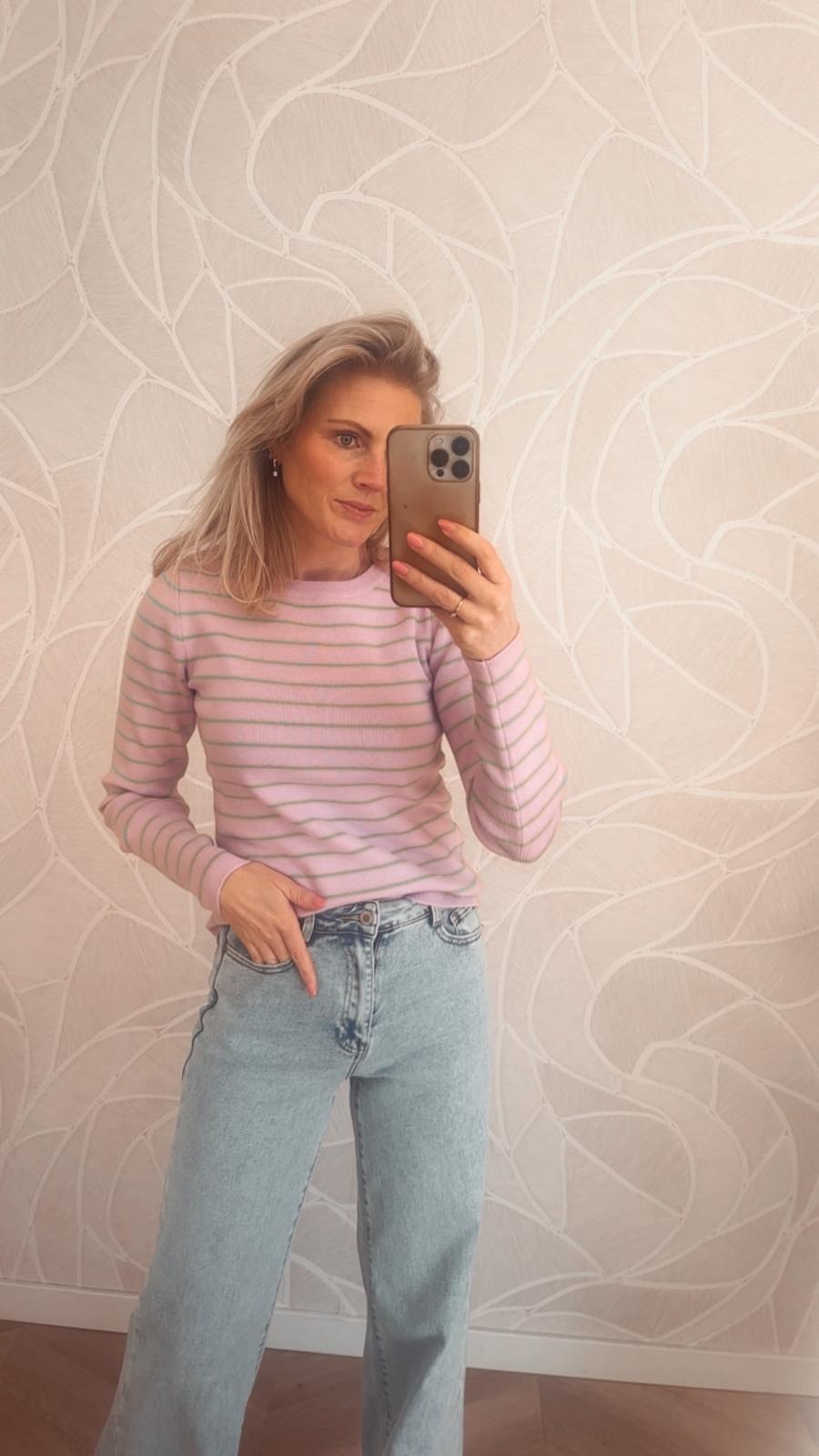 Yumi Candy Stripe Sweater - Lilac