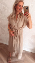 Beige Midi Jurk