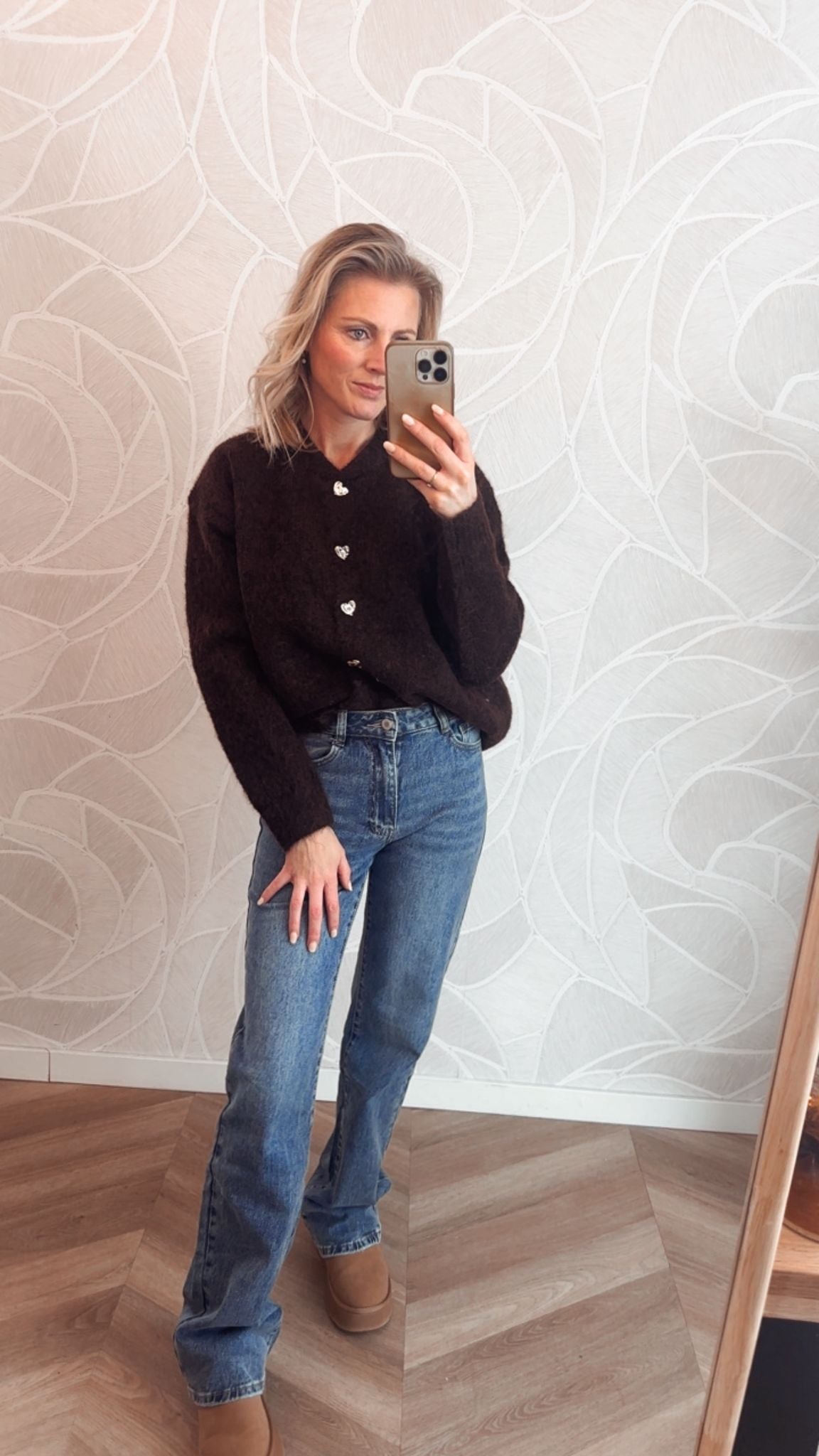 Gouden Hartjes Vest Bruin