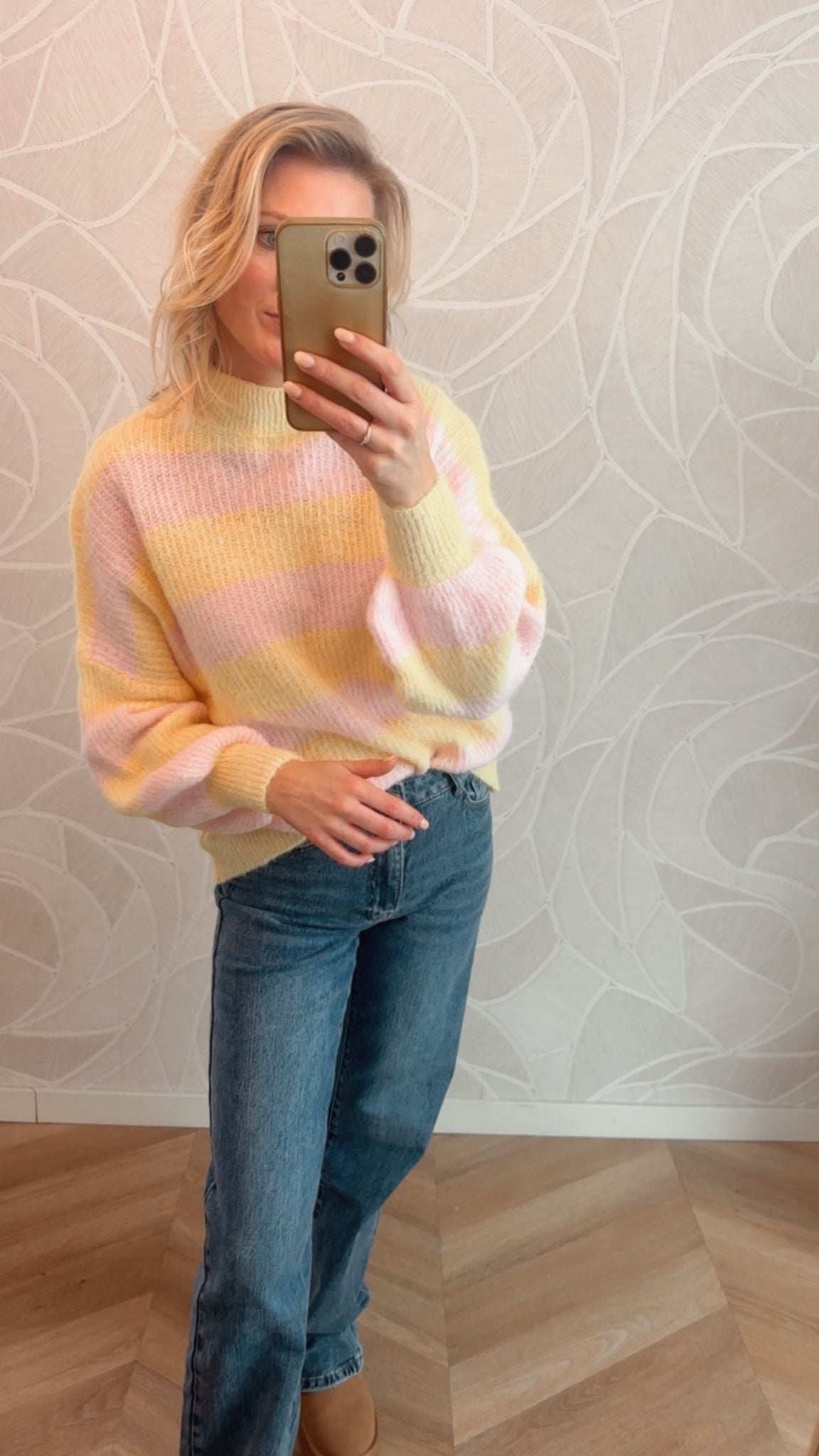 Knitted Trui Yellow / Pink