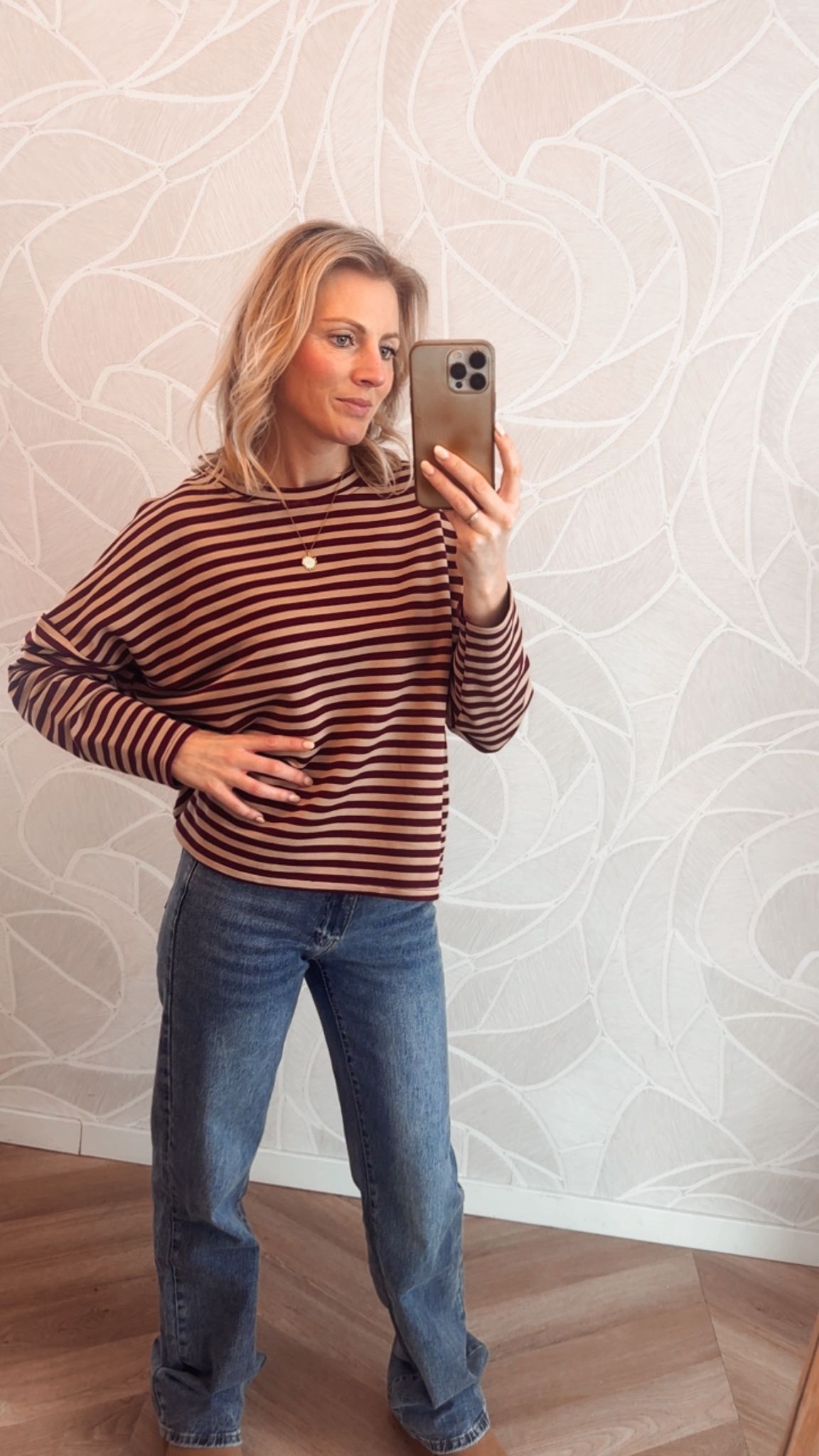 Stripes Longsleeve Bordeaux / Beige