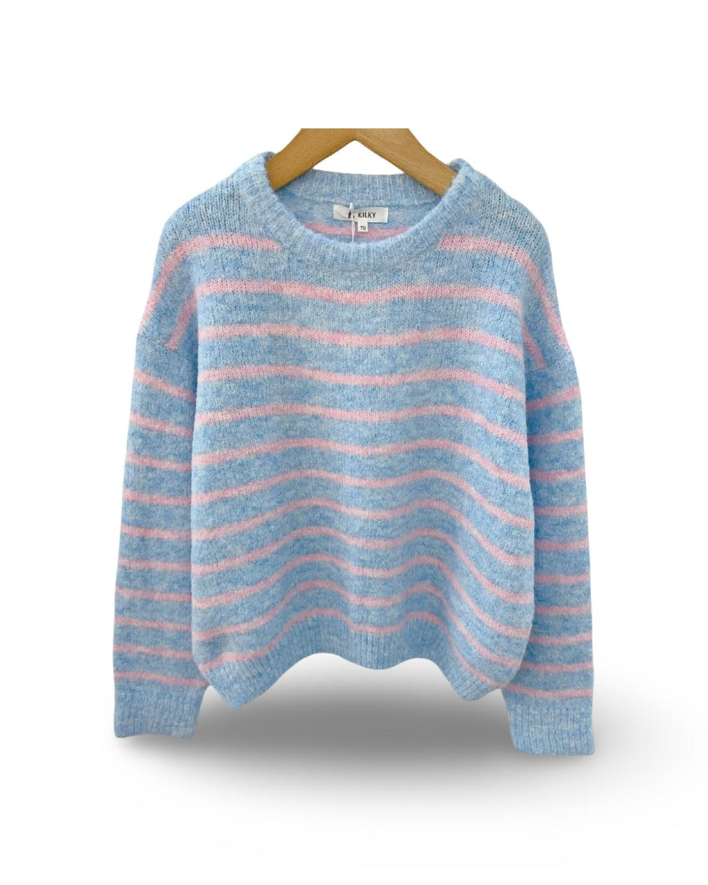 Sky Stripe Knit Trui – Blauw / Roze